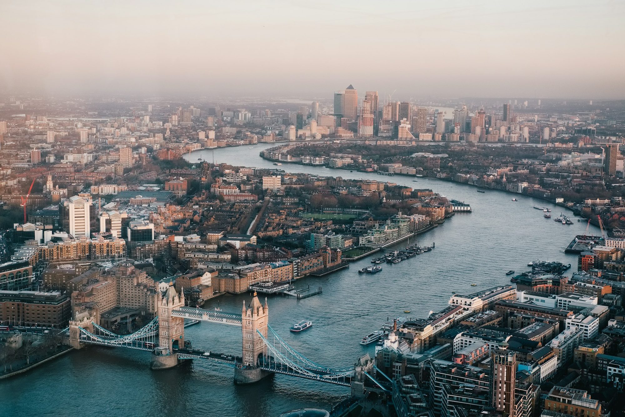 An aerial view of London and the River Thames